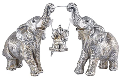 TOHLUCS Elephant Statue.Silver Elephant Decor for Women,Mom Gifts.Elephant Figurines Brings Good Luck.Decoration Ornaments for Living Room,Table Centerpiece, Shelf, Office Decor (Silver)