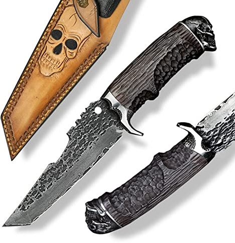 DELLINGER Skull & Jagdmesser & Damaszenerstahl & Klinge 140 mm