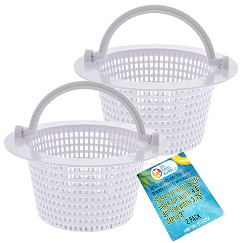 U.S. Pool Supply Cesta de repuesto para skimmer de piscina con asa, paquete de 2 – Cestas de skimmer de pared para piscina sobre el suelo – Tamaño pequeño estándar con asa – Quita los desechos