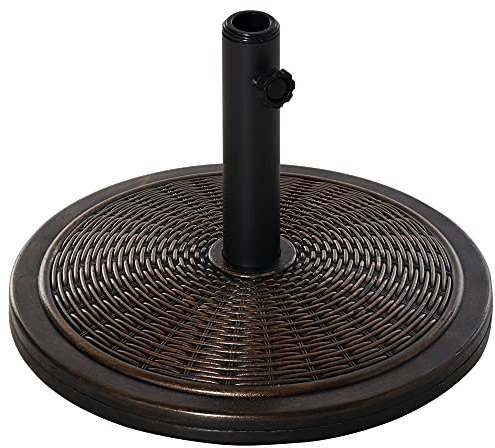 Outsunny 13kg Garden Parasol Base Holder, Cement Outdoor Market Umbrella Stand, Fits 35mm/38mm/48mm Poles, Black