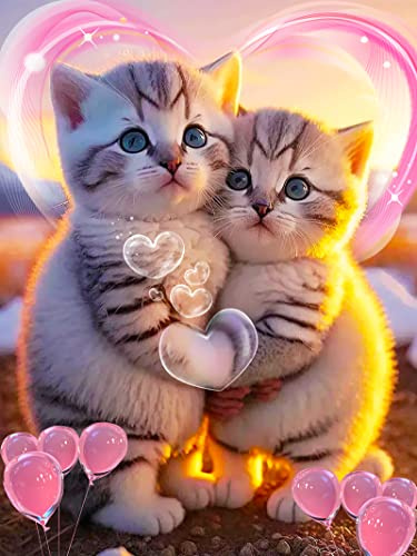 Martin Kench DIY 5D Diamond Painting, Katze Diamant Painting Kit, Strass Kristall Kit Schlafzimmer Wohnzimmer Wanddekoration (30 * 40cm)