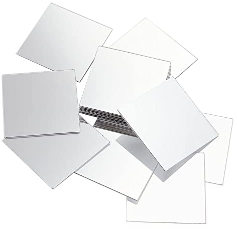 PandaHall 50 Stück Mini Spiegel 5X5cm Selbstklebend Kleine Spiegel zum basteln Quadratische Spiegel Mosaik Fliesen Spiegelfliesen Acryl Mosaik Spiegel Für Heimwerker Wand Tisch Küche Badezimmer