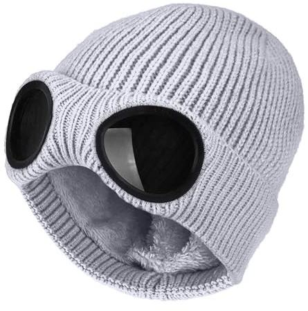 FIFTHAVE Beanie Mütze Wollmütze Herren Beanymütze Wintermütze Damen Strickmütze Unisex Warmemütze mit Brille Herbst Outdoor Sport Cap Thermo Weiche Hüte Warmen Laufmützen Hut