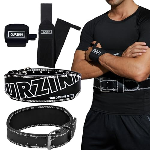 Weight Lifting Belt and Wrist Straps, Weightlifting Belt for Women with 4 inch Padded Lumbar Support Belt for Weightlifting, Deadlift, Strength Training, Powerlifting & Squats Exercise(A-Black/M)