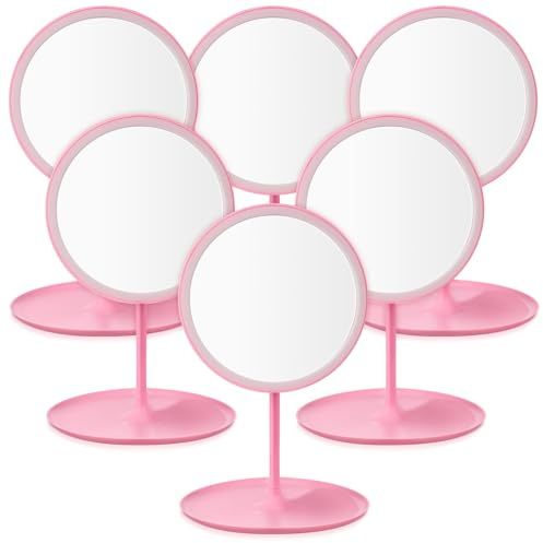 DoubleFill 6 Pcs Spa Party Mirrors Gifts Sleepover Party Favors Make up Table Mirror for Women Girls Mothers Day Accessory Sleepover Supplies Bridesmaid Gifts Slumber Birthday Favors(Pink)