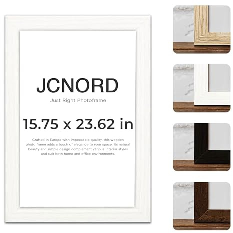 JCNORD Weißer MDF Holz Bilderrahmen 40x60 cm mit bruchsicherem Acrylglas | Moderner Fotorahmen für Wände und Tische