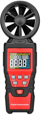 Meichoon Hand-Anemometer, digitales Windgeschwindigkeitsmesser, USB, Echtzeit-Datenüberwachung, Temperatur, Luftfeuchtigkeit, HLK-Bildschirm, ideales Werkzeug für den Innen- und Außenbereich