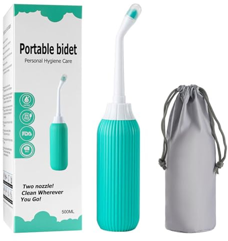 Brigtviee Bidet Portatile per WC, Bidet Portatile da Viaggio, Bidet Portatile Post Parto, Bidet da Viaggio, Bottiglia Perineale, Docce Intime, Peri Bottle da 500ml con Doppi Ugelli,Verde