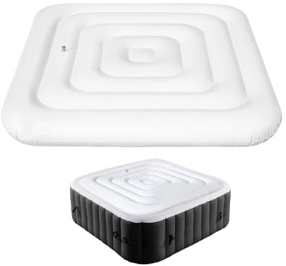 Couvercle De Spa Gonflable – Couverture De Spa Carrée De 130 Cm | Couvertures De Spa Haut De Gamme À Économie D'énergie | Couvercle De Spa Gonflable avec Poignées | Protégez Votre Spa