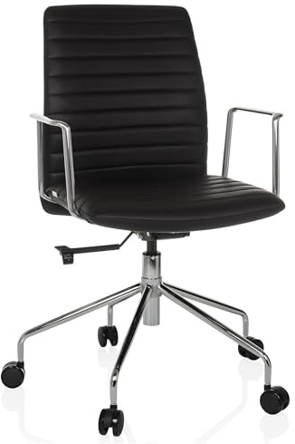 hjh OFFICE Eleganter Bürostuhl mit Wippfunktion VEMONA 30 Chefsessel Designstuhl für Büro und Home-Office, Kunstleder Schwarz