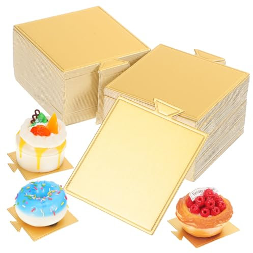 BRIGHTFUFU 100 Blätter Quadratische Kuchenkartonplatten für Mousse Torten Wiederverwendbare Tortenkarten für Desserts Stabile Präsentationsböden für Hochzeiten und Partys