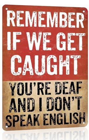 Vintage Metal Tin Signs, Funny Retro Wall Decor Remember If We Get Caught, Bar Accessories, Art Plaque Poster 12 x 8 Inch, Decorative Tin Sign for Home Cafes Office Store