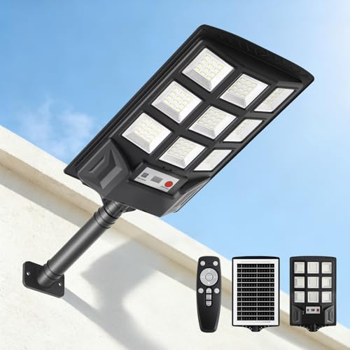 SENDALE Farolas Solares Exterior,Focos Led Solares con Mando a Distancia,IP65 Impermeable Luz Solar Exterior,6500K Foco Solar Sensor de Movimiento,Luz de Seguridad Ja
