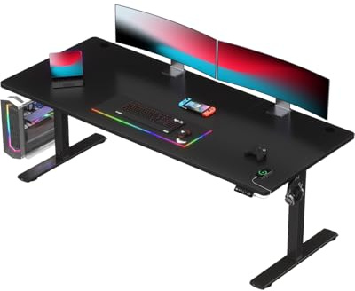 Devoko Höhenverstellbarer Schreibtisch mit USB-Buchs 180x80cm,Schwarz | Elektrisch Steh-Sitz Verstellbarer Computertisch Stehpult Bürotisch Adjustable Desk