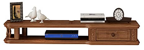 LFONDIGE Meuble TV Flottant, étagère Murale en Bois avec tiroirs, pour Ranger décodeur Satellite, décodeur câble, Consoles de Jeux, Noyer, 80 cm