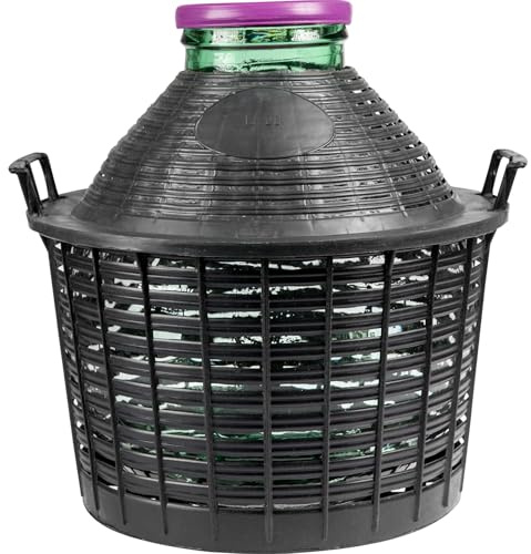 Weinballon mit weitem Hals Glasballon Weithalsballon Gärballon, Gärbehälter Weite Öffnung Weithals-Ballon im Kunststoff-Schutzkorb Ideal zum Ansetzen, Lagern und Vergären (15L)