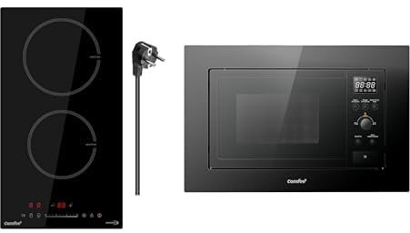 COMFEE' CIH351D257K0 Piano Cottura a Induzione Incorporato con 2 Zone + Forno a Microonde da Incasso Digitale, 20 Litri, 800W, Grill