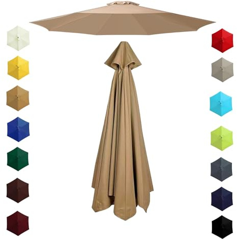 200cm 230cm 270cm 300cm 6/8 Ribs Garden Replacement Parasol Canopy, Replacement Parasol Top Canopy Fabric Cover for Garden Patio Outdoor, Waterproof Sun Umbrella Cloth