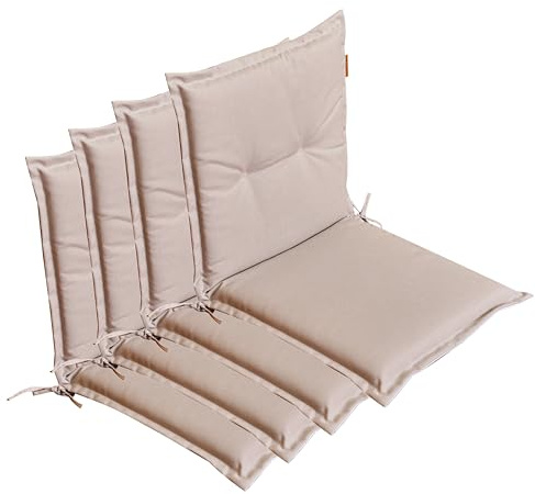 LILENO HOME Gartenstuhl Auflagen [4er Set - Niedriglehner] in Beige | bequeme Liegen als Sitzauflagen für Gartenmöbel - Stuhlkissen für Gartenstühle und Klappstühle BAR