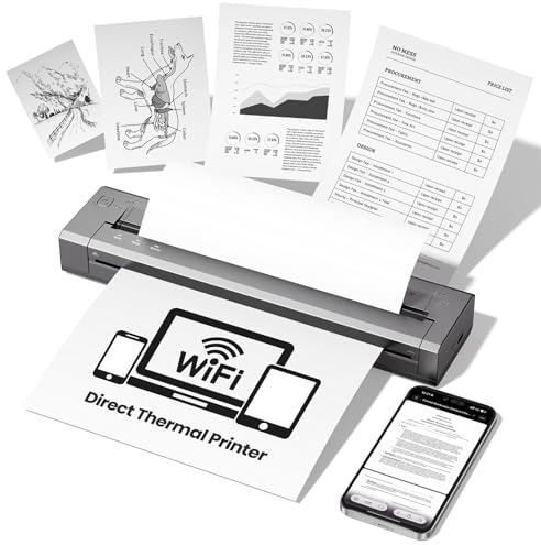 Phomemo G100 Pro WiFi Direct Print Portable Printers Wireless for Travel,Compatible with AirPrint, Thermal Inkless Printer, Supports 8.5x11US Letter, Compatible with iOS, Android, Windows, Mac