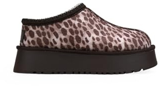BOSANOVA Zuecos de Invierno para Mujer confeccionados en Ante con Grabado Animal Print de Leopardo, Forro de Pelo y Suela de Plataforma. Sin Cierre. Calzado para Mujer Leopardo 37