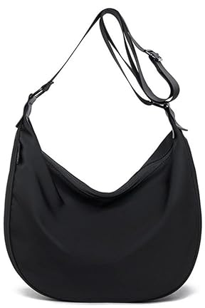 Generisch Crossbody Moon Bag Mezzaluna Borsa impermeabile – Elegante borsa a tracolla con tracolla regolabile (L)