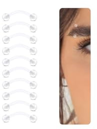 DJCIW 16G 10PCS Clear Curved Bioflex Eyebrow Piercing Retainers,Flexible Plastic Eyebrow Lip Cartilage, Tragus and Belly Bars Hypoallergenic Curved Barbell Piercing Jewelry for Men 12mm