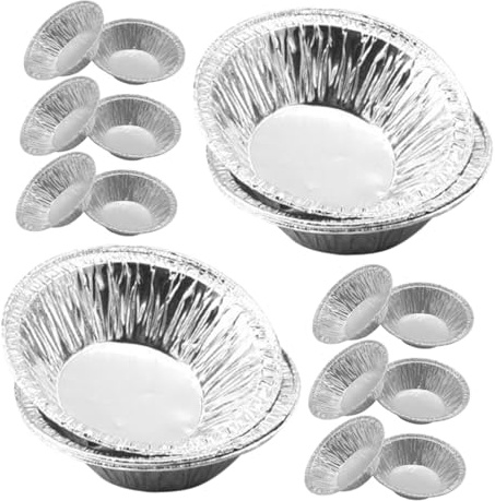FIXOSHEE 500 pièces Moules Tartelette Aluminium Jetables pour Mini Tartes Moules Ronds Solides Aluminium pour Pâtisserie pour Fêtes et Boulangeries
