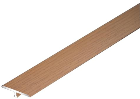 Door Threshold Strip, T Molding Floor Transition Strip, Edge Trim For Laminate Wood Tile Vinyl, Floor Divider For Joining Flooring Gaps(Teak,2.5cm/0.98in)