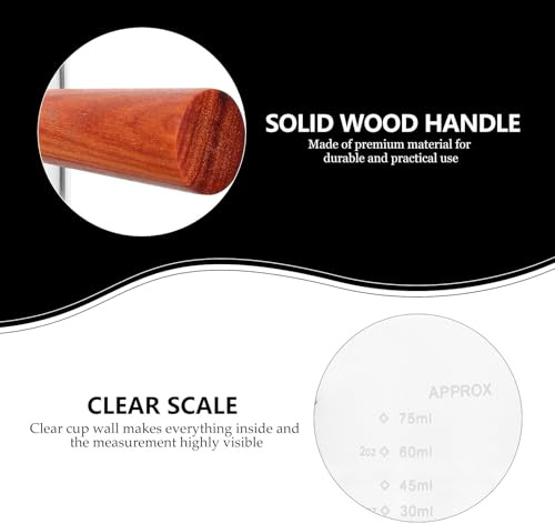 GALPADA Tazza da Caffè con Manico in Legno Doppia Bocca Misurino Graduato per Latte e Cucina Contenitore per Versare e Mescolare Latte Forniture da Cucina Multifunzionali