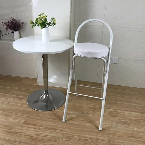 BVDHASDBT Sgabello Pieghevole Imbottito - Sedia Pieghevole Leggera, Amplia La Superficie della Seduta, for Sala da Pranzo, Cucina(White,65cm)