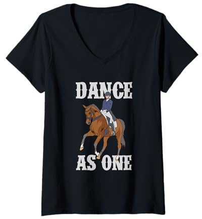 Women's Dance As One Dressage Rider Horse Funny Equestrian V-Neck T-Shirt