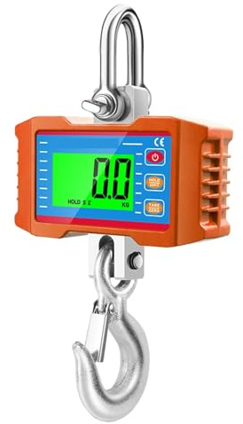 Báscula de grúa digital, Báscula de grúa de 1000 kg (2204 lb) con gancho LCD grande y control de peso digital for colgar(Oranje)