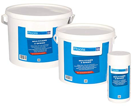 PoolsBest 4,8kg Chlor Multitabs 2 Speed 7 in 1 I 300g Chlortabletten für Pool mit 2-Phasen Desinfektion I Chlortabs schnelllöslich & langsamlöslich I Pooltabs zur Dauerdesinfektion & Stoßchlorung