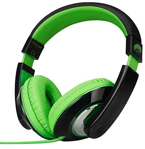 Rockpapa Comfort Kids Headphones Wired, Over Ear Earphones, Childrens Head phones with Adjustable Headband, Stereo Sound, Wired Headphones for Kids Girls Teens Adults (Green)