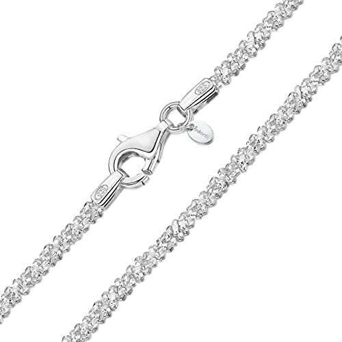 Amberta Collier Brillant pour Femme en Argent Sterling 925-1.7 mm Chaîne en Argent Maille Diamantée: Chaîne en Argent pour Femme de 50 cm