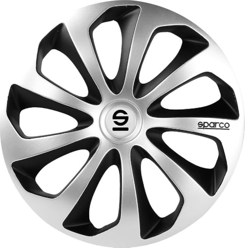 SPARCO SPC1673SVBK Sicilia Wheel Covers, Silver/Black, Set of 4, 16 | Radzierblenden, Radblenden