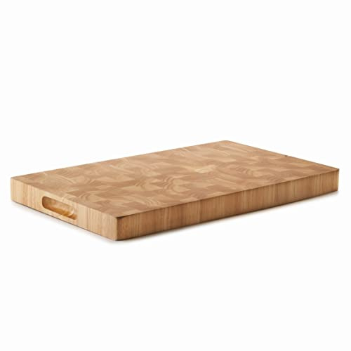 LACOR 60485 - Tabla de Corte de Madera de Caucho 53x3,5x4 cm, Doble Cara Carnes/Vegetales, Antibacteriana y Duradera