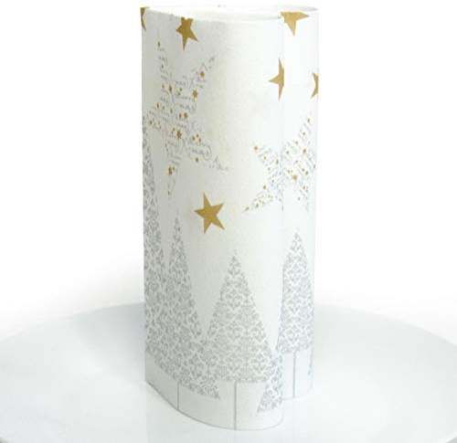 HANTERMANN Servietten Weihnachten Silber Premium AIRLAID STOFFÄHNLICH | 25 Stück | 40 x 40cm | 1/4 Falz | hochwertige, edle Weihnachtsservietten | Weihnachtsdeko | Made in Germany