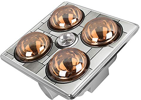 Precix 4-Lights Bathroom Fan Ventilation with Heat and LED Lighting Embedded Bathroom Ceiling Heat Lamp Multifunction Waterproof Bedroom Bath Ceiling Integrated Heating Light 1180W (Color : Gold)