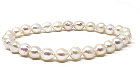 Catherine's C O L L E C T I O N Pulsera elástica de perlas cultivadas en agua dulce blanca de 7 a 7,9 mm (longitud 19 cm), 7 5 inch, Perla Elástico, Perla