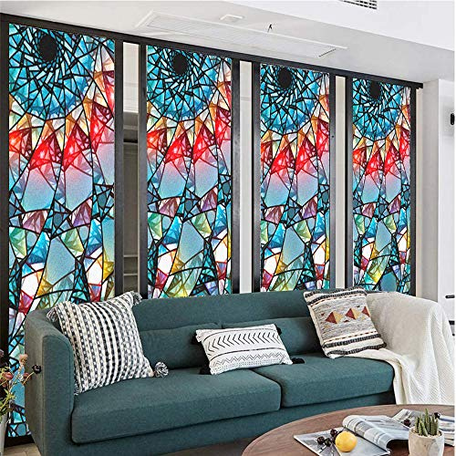 Stained Glass Window Film Privacy Window Clings Non Adhesive Glass Windows Door Window Covering Decortive Window Tint for Home/Office (55x95cm)