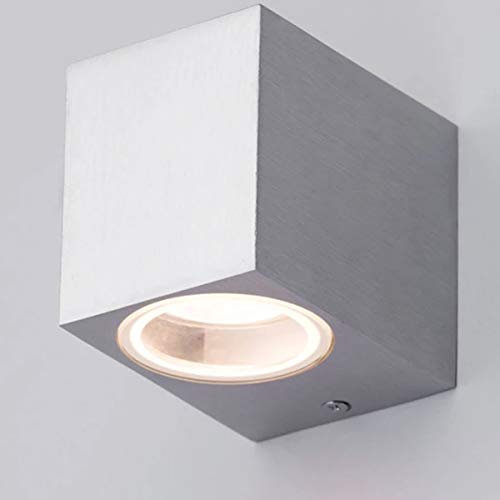 CGC Lighting Stainless Steel Silver Square Cube Up Down Rectangular Outdoor Indoor Wall Light Garden Patio Terrace Door Garden Garage Porch Driveway
