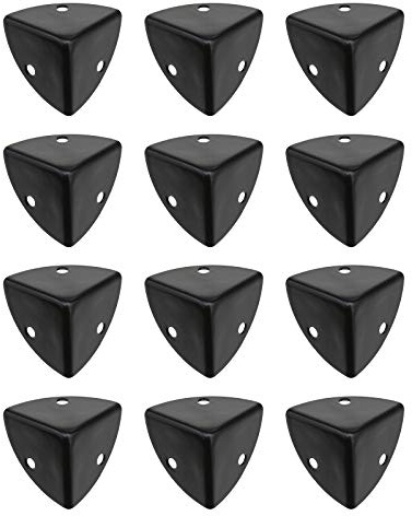 YINETTECH 12 Stück Schwarz Eckverstrebungen Eckschutzbügel Wickelwinkel Kantenschutz Abdeckbleche 25mm für Holzkoffer Truhenkoffer