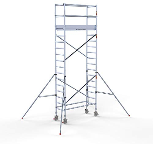 AC Steigtechnik Rollgerüst PRO-S 200 | bis 6 m Arbeitshöhe | erweiterbar | Wandstand | 1,90 m Plattform mit Luke | TÜV/GS | Rollrüstung | Zimmerfahrgerüst | Gerüst | Zimmergerüst