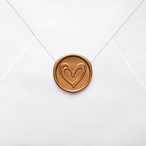 Selbstklebende Wachssiegel HERZ - 15 Stück - in gold, kupfer und weiß - Siegelwachs in Herzform (Gold)