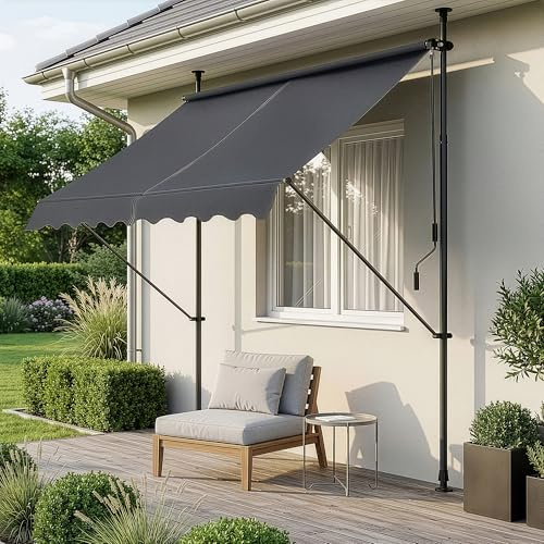 pro.tec Klemmmarkise Stem ohne Bohren 150x120x220-309 cm Anthrazit