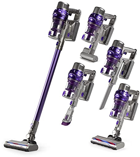 VITAPUR Aspirapolvere senza Filo 380W - 2 in 1 Scopa Elettrica, Senza Sacco - Spazzola elettrica universale con LED - Alta Potenza, 21 KPA - Ideale per Pavimenti Duri, Tappeti, Peli di Animali, Auto