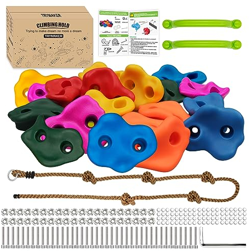 Trymaker Klettergriffe, Kinder Klettersteine für Kletterwand, 20 Stück Kletterwandgriffe Set für Kinder Erwachsene Outdoor