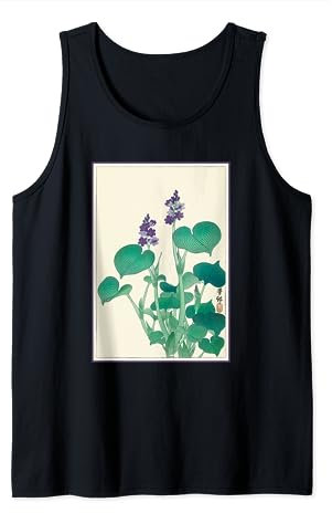 Blooming Hosta Plantain Lilies by Ohara Koson Japanese Art Tank Top